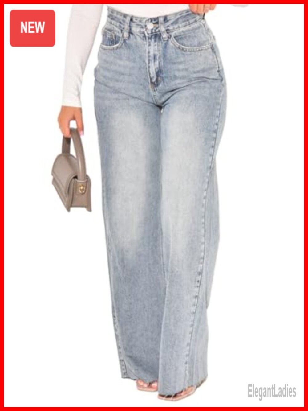 Women's Baggy Wide Straight Leg High Waist Denim Jeans